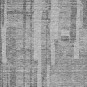 HomeRoots 5' Stylish Gray and Silver Striped Washable Rug - Perfect for Indoor and Outdoor High-Traffic Areas 10' X 14' 602790