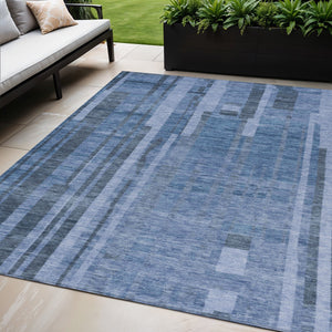 Homeroots 3' Blush And Brown Striped Washable Area Rug – Perfect For Indoor And Outdoor Spaces, Durable Design 5' X 8' Polyester 602792