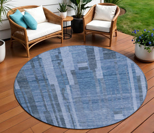 Homeroots 3' Blush And Brown Striped Washable Area Rug – Perfect For Indoor And Outdoor Spaces, Durable Design 8' Round Polyester 602793