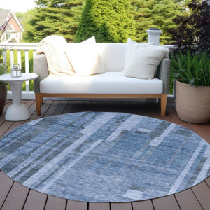 Homeroots 3' Blush And Brown Striped Washable Area Rug – Perfect For Indoor And Outdoor Spaces, Durable Design 8' Round Polyester 602793