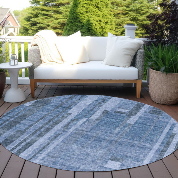Homeroots 3' Blush And Brown Striped Washable Area Rug – Perfect For Indoor And Outdoor Spaces, Durable Design 8' Round Polyester 602793