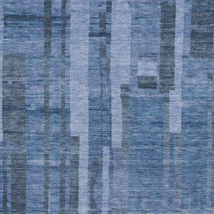 HomeRoots 5' Navy Blue and Gray Striped Indoor Outdoor Area Rug - Durable, Washable, and Versatile for Any Space 10' X 14' 602796