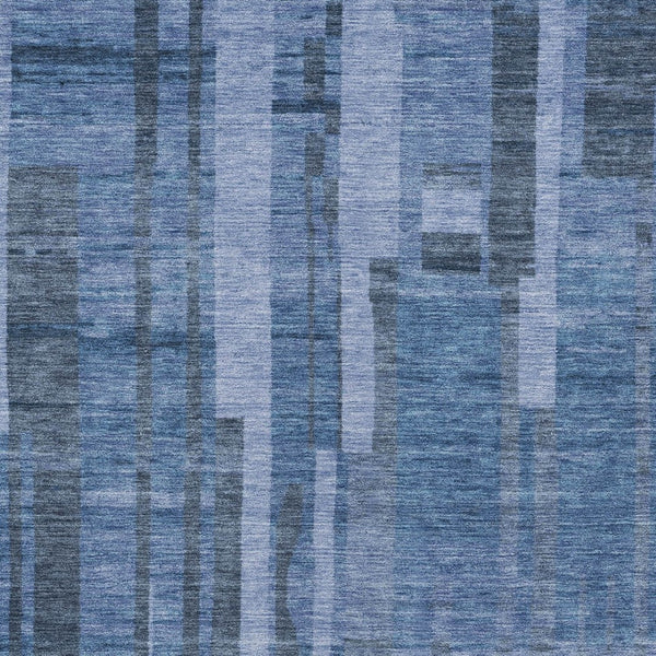 HomeRoots 5' Navy Blue and Gray Striped Indoor Outdoor Area Rug - Durable, Washable, and Versatile for Any Space 10' X 14' 602796