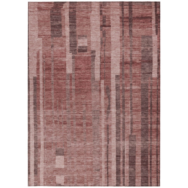 Homeroots 3' Blush And Brown Striped Washable Area Rug – Perfect For Indoor And Outdoor Spaces, Durable Design 3' X 5' Polyester 602797