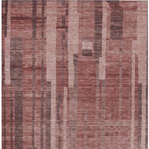 Homeroots 3' Blush And Brown Striped Washable Area Rug – Perfect For Indoor And Outdoor Spaces, Durable Design 3' X 5' Polyester 602797