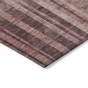 Homeroots 3' Blush And Brown Striped Washable Area Rug – Perfect For Indoor And Outdoor Spaces, Durable Design 5' X 8' Polyester 602798