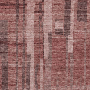 Homeroots 3' Blush And Brown Striped Washable Area Rug – Perfect For Indoor And Outdoor Spaces, Durable Design 5' X 8' Polyester 602798