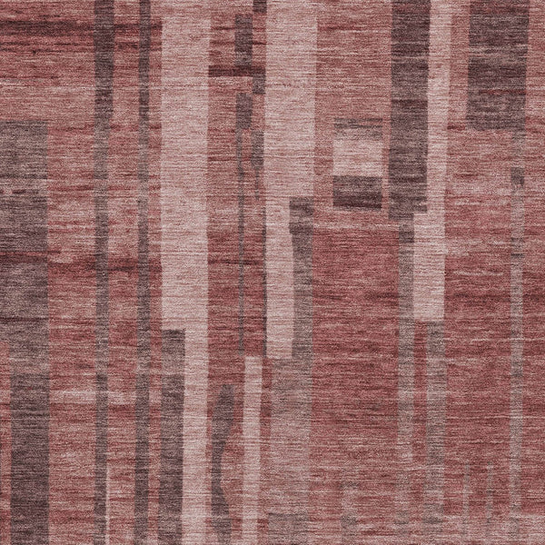 Homeroots 3' Blush And Brown Striped Washable Area Rug – Perfect For Indoor And Outdoor Spaces, Durable Design 5' X 8' Polyester 602798