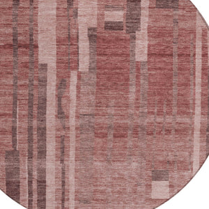 Homeroots 3' Blush And Brown Striped Washable Area Rug – Perfect For Indoor And Outdoor Spaces, Durable Design 8' Round Polyester 602799