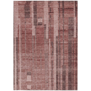 Homeroots 3' Blush And Brown Striped Washable Area Rug – Perfect For Indoor And Outdoor Spaces, Durable Design 8' X 10' Polyester 602800