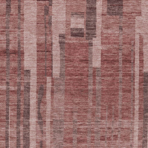 Homeroots 3' Blush And Brown Striped Washable Area Rug – Perfect For Indoor And Outdoor Spaces, Durable Design 9' X 12' Polyester 602801