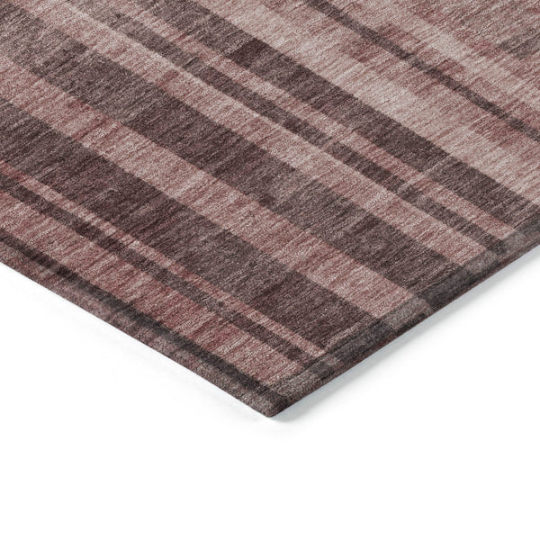 Homeroots 3' Blush And Brown Striped Washable Area Rug – Perfect For Indoor And Outdoor Spaces, Durable Design 10' X 14' Polyester 602802
