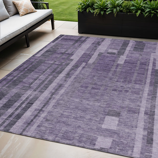Homeroots 3' Blush And Brown Striped Washable Area Rug – Perfect For Indoor And Outdoor Spaces, Durable Design 5' X 8' Polyester 602804