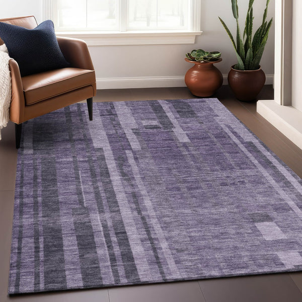 Homeroots 3' Blush And Brown Striped Washable Area Rug – Perfect For Indoor And Outdoor Spaces, Durable Design 5' X 8' Polyester 602804