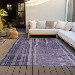 Homeroots 3' Blush And Brown Striped Washable Area Rug – Perfect For Indoor And Outdoor Spaces, Durable Design 5' X 8' Polyester 602804