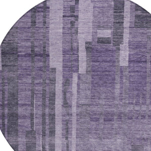 Homeroots 3' Blush And Brown Striped Washable Area Rug – Perfect For Indoor And Outdoor Spaces, Durable Design 8' Round Polyester 602805