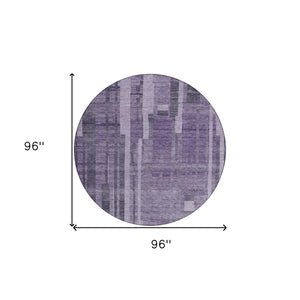 Homeroots 3' Blush And Brown Striped Washable Area Rug – Perfect For Indoor And Outdoor Spaces, Durable Design 8' Round Polyester 602805