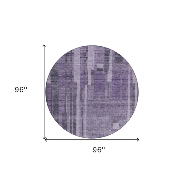 Homeroots 3' Blush And Brown Striped Washable Area Rug – Perfect For Indoor And Outdoor Spaces, Durable Design 8' Round Polyester 602805