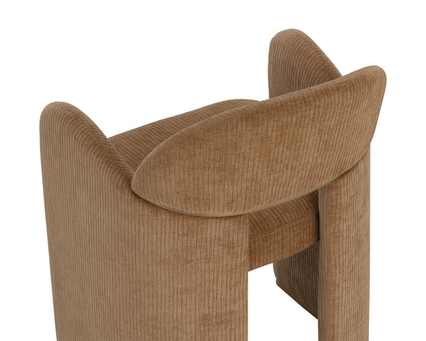 Sunpan SNOWDEN Dining Armchair - Bold Art-Deco Design in Textured Opera Butterscotch with Gold Accents 112557
