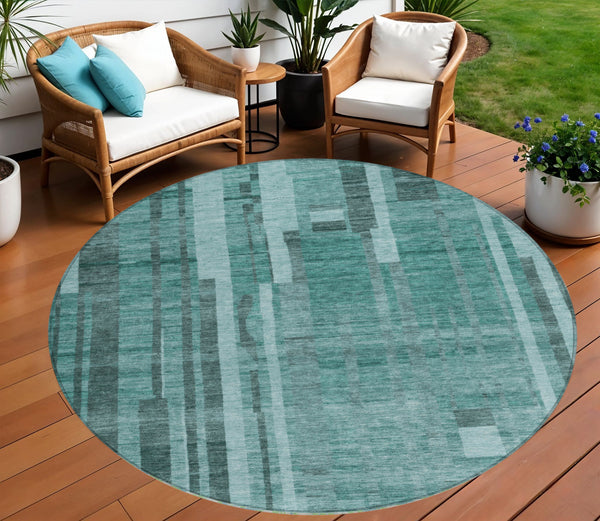 Homeroots 3' Blush And Brown Striped Washable Area Rug – Perfect For Indoor And Outdoor Spaces, Durable Design 8' Round Polyester 602811