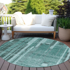 Homeroots 3' Blush And Brown Striped Washable Area Rug – Perfect For Indoor And Outdoor Spaces, Durable Design 8' Round Polyester 602811