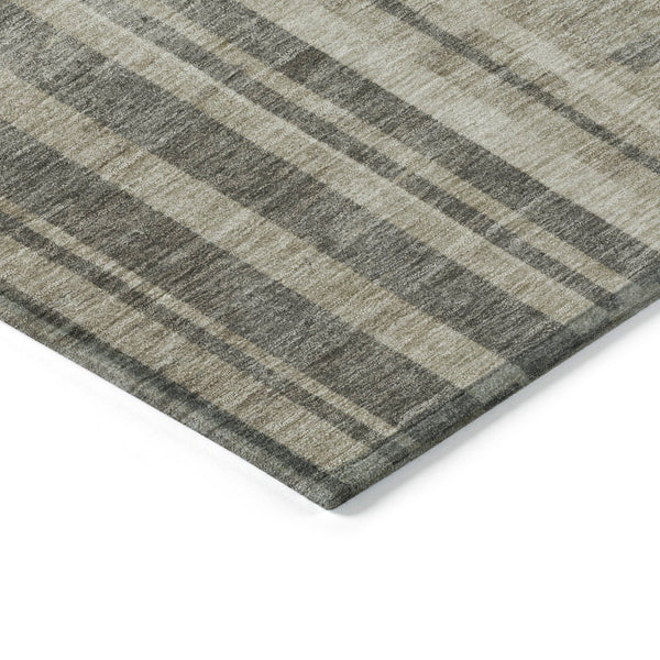 Homeroots 3' Blush And Brown Striped Washable Area Rug – Perfect For Indoor And Outdoor Spaces, Durable Design 3' X 5' Polyester 602815