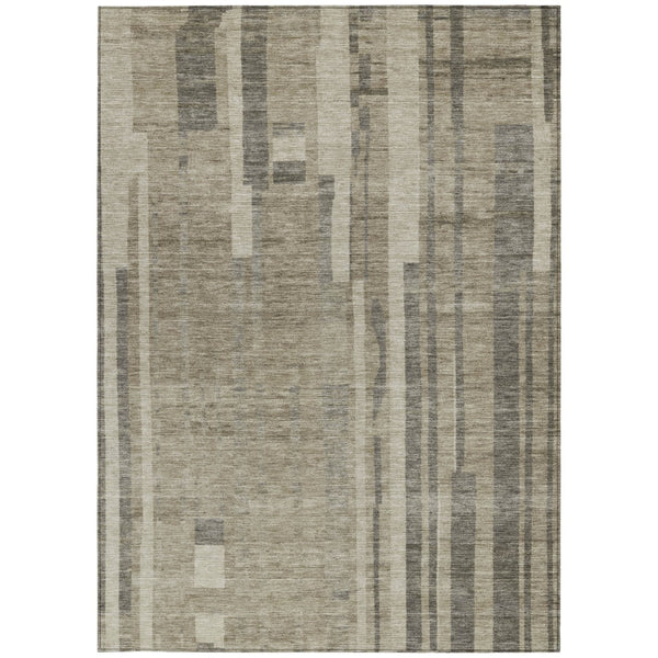 Homeroots 3' Blush And Brown Striped Washable Area Rug – Perfect For Indoor And Outdoor Spaces, Durable Design 5' X 8' Polyester 602816