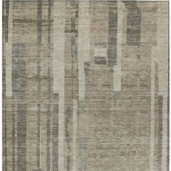 Homeroots 3' Blush And Brown Striped Washable Area Rug – Perfect For Indoor And Outdoor Spaces, Durable Design 5' X 8' Polyester 602816