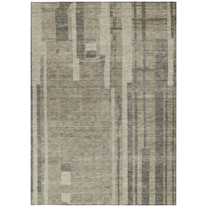 Homeroots 3' Blush And Brown Striped Washable Area Rug – Perfect For Indoor And Outdoor Spaces, Durable Design 9' X 12' Polyester 602819