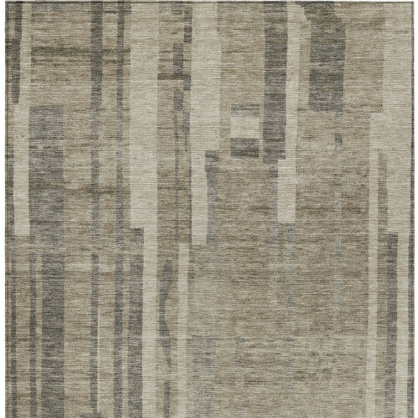 Homeroots 3' Blush And Brown Striped Washable Area Rug – Perfect For Indoor And Outdoor Spaces, Durable Design 10' X 14' Polyester 602820