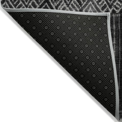 Homeroots 3' Transform Your Space With Black Ivory And Gray Ombre Washable Indoor Outdoor Area Rug 5' X 8' Polyester 602822