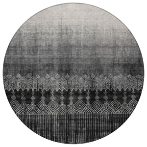 Homeroots 3' Transform Your Space With Black Ivory And Gray Ombre Washable Indoor Outdoor Area Rug 8' Round Polyester 602823