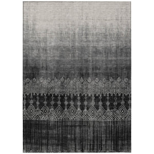 HomeRoots 5' Ombre Washable Indoor Outdoor Area Rug – Modern Black, Ivory & Gray Design for Versatile Spaces 8' X 10' 602824