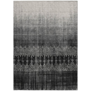Homeroots 3' Transform Your Space With Black Ivory And Gray Ombre Washable Indoor Outdoor Area Rug 9' X 12' Polyester 602825
