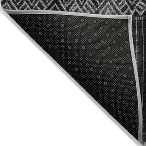 Homeroots 3' Transform Your Space With Black Ivory And Gray Ombre Washable Indoor Outdoor Area Rug 10' X 14' Polyester 602826