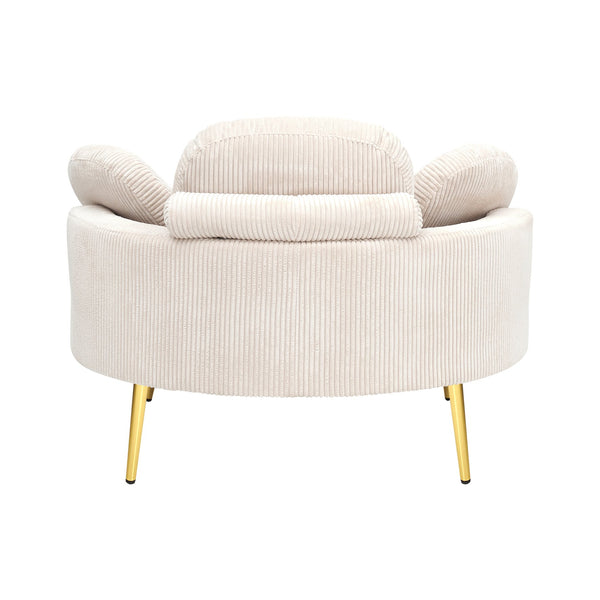 English Elm 61 Corduroy Compact Sofa with Solid Wood Frame, 500lb Capacity, Sponge Cushions, Modern Small Space Appeal Beige W1278P360540