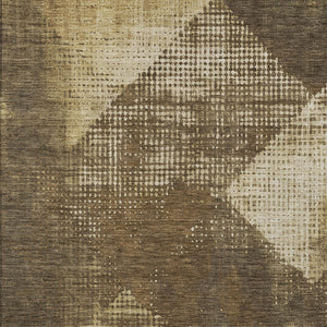 Homeroots 3' Brown And Beige Geometric Washable Area Rug – Perfect For Indoor And Outdoor High Traffic Spaces 9' X 12' Polyester 602831