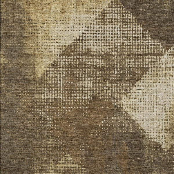 Homeroots 3' Brown And Beige Geometric Washable Area Rug – Perfect For Indoor And Outdoor High Traffic Spaces 9' X 12' Polyester 602831