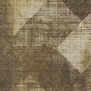 Homeroots 3' Brown And Beige Geometric Washable Area Rug – Perfect For Indoor And Outdoor High Traffic Spaces 10' X 14' Polyester 602832