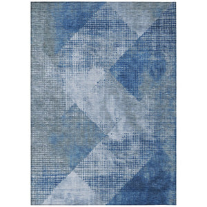 HomeRoots 5' Blue and Gray Geometric Area Rug - Stylish, Washable, Durable for Indoor and Outdoor Spaces 8' X 10' 602836