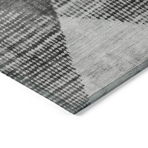 HomeRoots 5' Stylish Gray and Black Geometric Washable Area Rug for Indoor and Outdoor Spaces, Durable Design 5' X 8' 602846