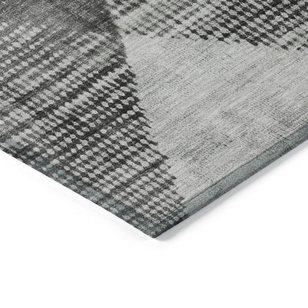 HomeRoots 5' Stylish Gray and Black Geometric Washable Area Rug for Indoor and Outdoor Spaces, Durable Design 5' X 8' 602846