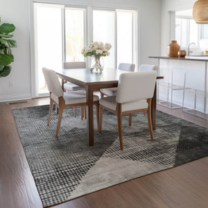 Homeroots 3' Brown And Beige Geometric Washable Area Rug – Perfect For Indoor And Outdoor High Traffic Spaces 10' X 14' Polyester 602850