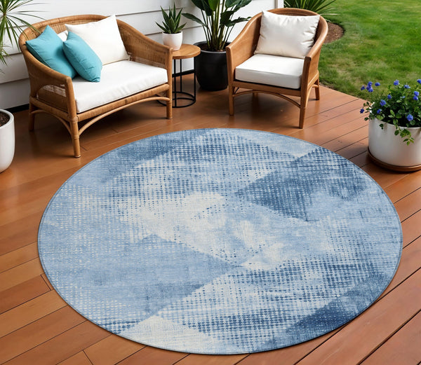 Homeroots 3' Brown And Beige Geometric Washable Area Rug – Perfect For Indoor And Outdoor High Traffic Spaces 8' Round Polyester 602853