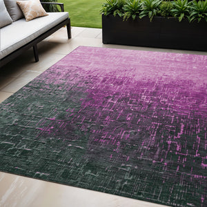 Homeroots 3' Blush And Dark Gray Ombre Washable Area Rug - Perfect For Indoor And Outdoor Spaces, Durable Design 5' X 8' Polyester 602858