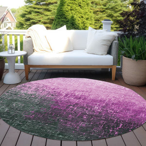 Homeroots 3' Blush And Dark Gray Ombre Washable Area Rug - Perfect For Indoor And Outdoor Spaces, Durable Design 8' Round Polyester 602859