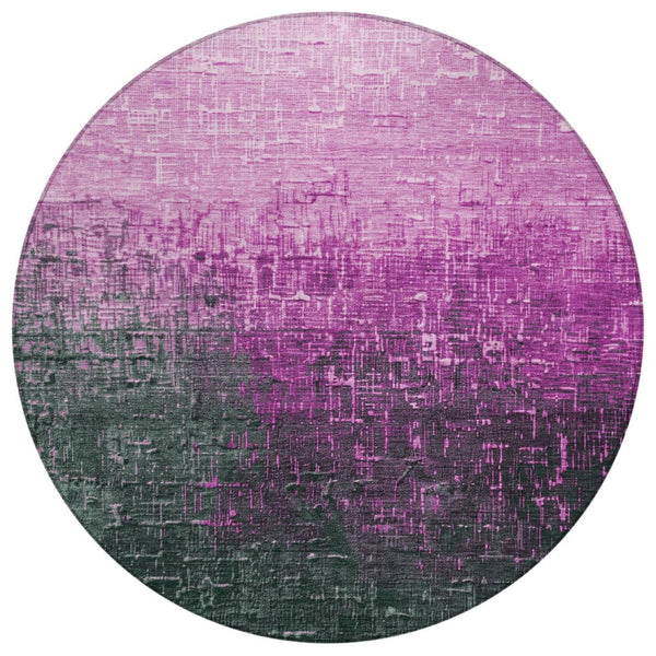 HomeRoots 5' Stylish Blush to Dark Gray Ombre Washable Area Rug - Durable, Soft, Indoor/Outdoor Versatility 8' Round 602859