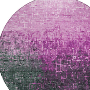 Homeroots 3' Blush And Dark Gray Ombre Washable Area Rug - Perfect For Indoor And Outdoor Spaces, Durable Design 8' Round Polyester 602859