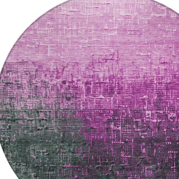Homeroots 3' Blush And Dark Gray Ombre Washable Area Rug - Perfect For Indoor And Outdoor Spaces, Durable Design 8' Round Polyester 602859