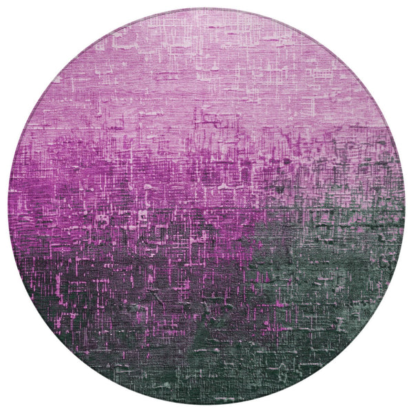 Homeroots 3' Blush And Dark Gray Ombre Washable Area Rug - Perfect For Indoor And Outdoor Spaces, Durable Design 8' Round Polyester 602859